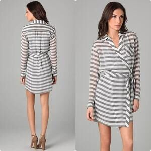 NWT $314 Diane von Furstenberg 2 DVF Silk Striped Classic Wrap Dress